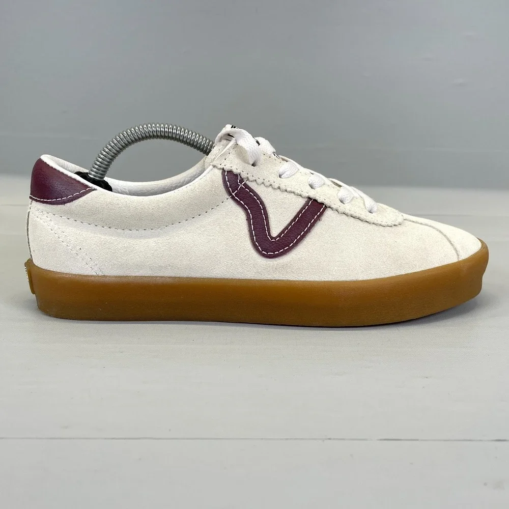 Vans Sport Low Skate Shoes Womens Size 7 White Suede Lace Up Casual Sneakers